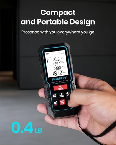 Image of 70m Digital Laser Distance Meter MiLESEEY with Angle Sensor, ±2mm Accuracy, Area /Volume & Pythagoras Modes, Backlit LCD, IP54, Battery Included