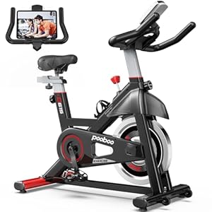 Pooboo Magnetic/Brake Pad Exercise Bike Stationary Bikes for home use, Indoor Cycling Bike with Built-In Bluetooth Sensor Compatible with Exercise bike apps& Ipad Mount, Comfortable seat and Slant Board, Silent Belt Drive, 350LBS Capacity