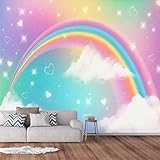 Modern Wall Murals 3D Holographic fantasy rainbow clouds Pastel color sky Magical landscape Peel and Stick Wallpaper Removable Self-Adhesive PVC Wall Stickers for Living Room Bedroom Wall Decor