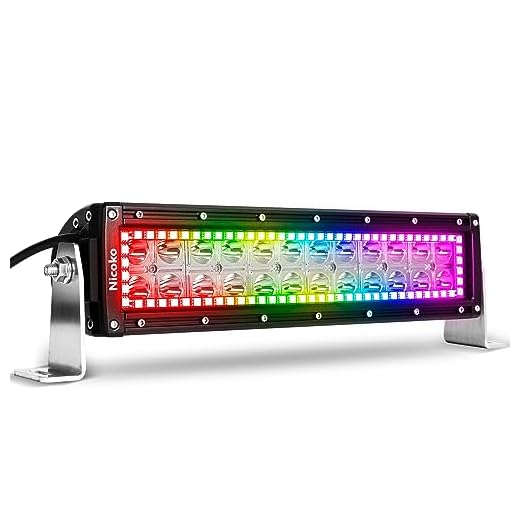 Nicoko 12inch 72w Spot Lights LED Light Bar with Chasing RGB Halo Strip remote&Bluetooth controlled Flashing Modes for atv Lights