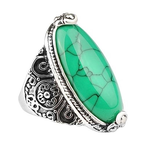 Bague de fiançailles turquoise et argent rétro, le cadeau de mariage idéal pour elle