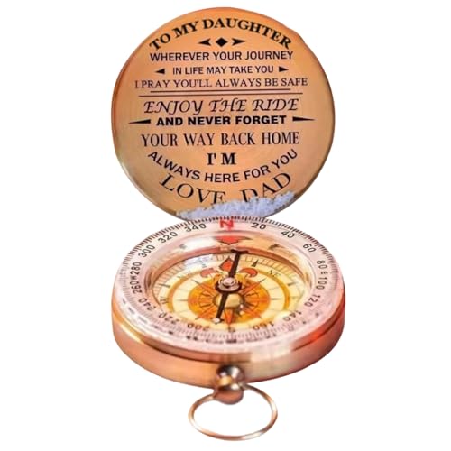 Ckuakiwu Luminous Compass,Ride Compass Vintage Outdoor Adventure Ride Navigation Compass Personalised Antique Compass Gift for Daughter Birthday Graduation Dad to Daughter
