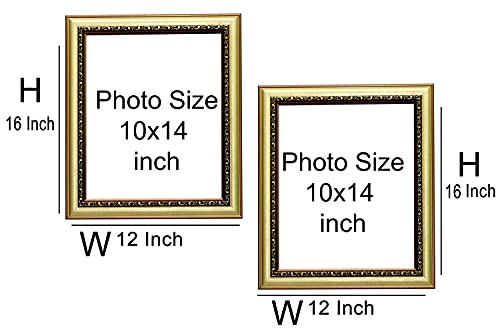 Image of Photo frame 10x14 Inch set of 2 Dark Golden Color flexiable Glass (acrylic) & synthetic wood customized Modern Collage Photo Frames for Wall Hanging