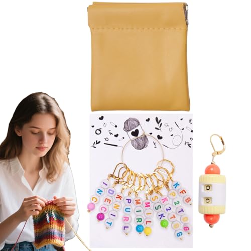 Genérico Marcadores para Crochet, Marcadores de Puntos con Contador de Vueltas, Accesorios de Bloqueo con Números o Letras para Principiantes y Expertos