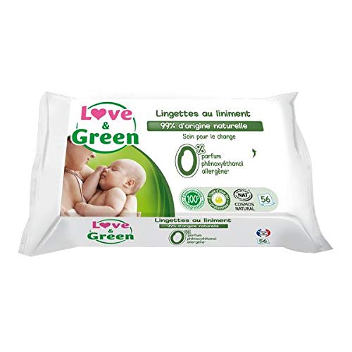 Love & Green - Lingettes au liniment hypoallergéniques le paquet de 56 lingettes - Lot De 4 - Vendu Par Lot - Livraison Gratuite En France
