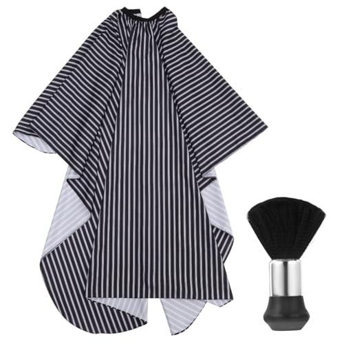FRCOLOR Capa De Peluquería Profesional Con Cepillo Para Polvo Capa Impermeable Para Corte Y Peinado Con Cuello Ajustable Accesorios De Barbería Para Uso En Salones Y Hogar