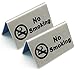 2 Pcs Stainless Steel No Smoking Sign Tent Card Do Not Smoke Table Board Restaurant Hotel Non-Smoking Desk Logo Indicator