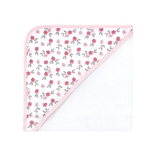Image of Hudson Baby Unisex Baby Cotton Rich Hooded Towels, Floral Pretty Elephant, One Size