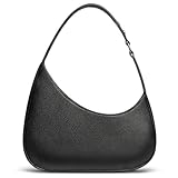 Small Black Purse for Women, PU Leather Shoulder Bag with Zipper, Trendy Crescent Handbag, Going Out Bag (Black)