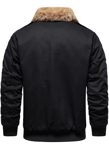 HOOD CREW Men’s Bomber Jackets Winter Insulated Padded Jacket Casual Lightweight Cotton Outerwear Coats with Fur Collar3