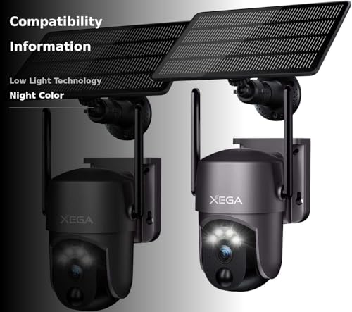 image for Xega 2 Pack Security Camera Wireless Outdoor 2K 360° PTZ Camera Solar