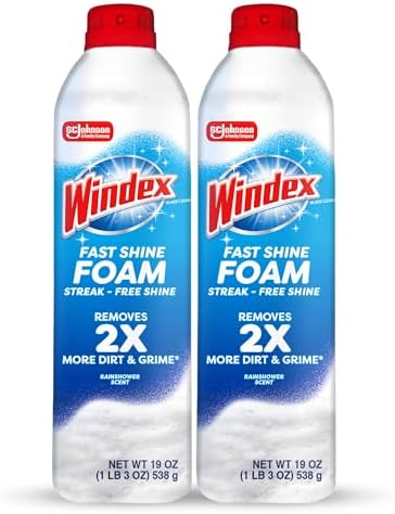Windex Fast Shine Foam Glass Cleaner, No-Drip Windows, Doors, Mir...