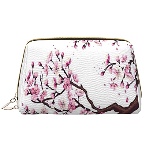 Trousse de maquillage en cuir fleur de cerisier voyagez avec style