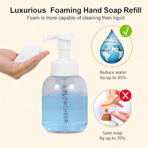 Image of flowcheer Foaming Hand Soap Starter Kit, Fresh & Clean | 2 Refillable Foam Dispensers (12 oz), 2 Foaming Soap Refill Tablets, Plastic Bottle, For Kitchen & Bathroom