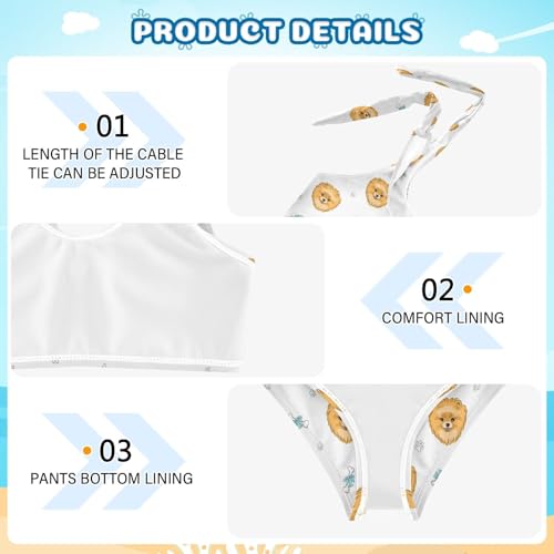 Toddler Girls Bikini Set Puppy Dog Swimsuits Kid Bowknot Swimwear 2 Piece Bathing Suit 3-12T4