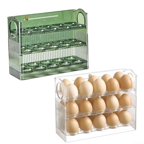 Scatola portaoggetti automatica per uova con porta laterale, per frigorifero, vassoio e organizer per uova da cucina, robusto materiale PET, 26 x 10 x 20 cm, verde o trasparente (verde)