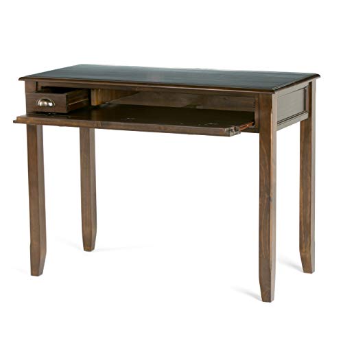 SIMPLIHOME Burlington SOLID WOOD Transitional 42 inch Wide Writing Office Desk in Mahogany Brown for the Office Desk, Writing Table, Workstation and Study Table