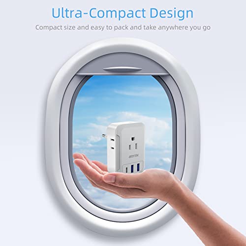 BESTEK European Travel Plug Adapter with USB Charging Ports (1 PD 20W), International Type C Power Adapter for US to Most of Europe EU Italy France Spain Germany Greece