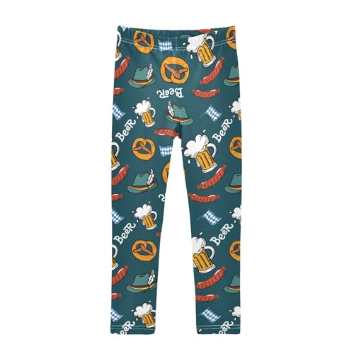 CaTaKu Girls Leggings Beer Mug Sausage Leggings for Girls Kids Athletic Workout Yoga Pants Size 4-10T