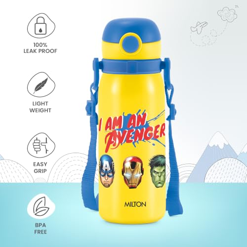Image of MILTON Marvel Torque 650 ISI Certified Stainless Steel Water Bottle, Leak Proof, Rust Proof, Single walled,1 Yr Warranty, Ideal Sipper Water Bottle for School Kids Bottle, 625 ml, Yellow