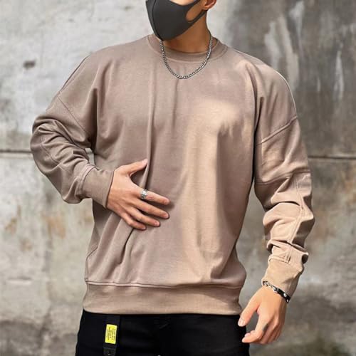 XYGJZ Mens Casual Crewneck Sweatshirt Patchwork Long-Sleeve Pullover Shirt Tops4