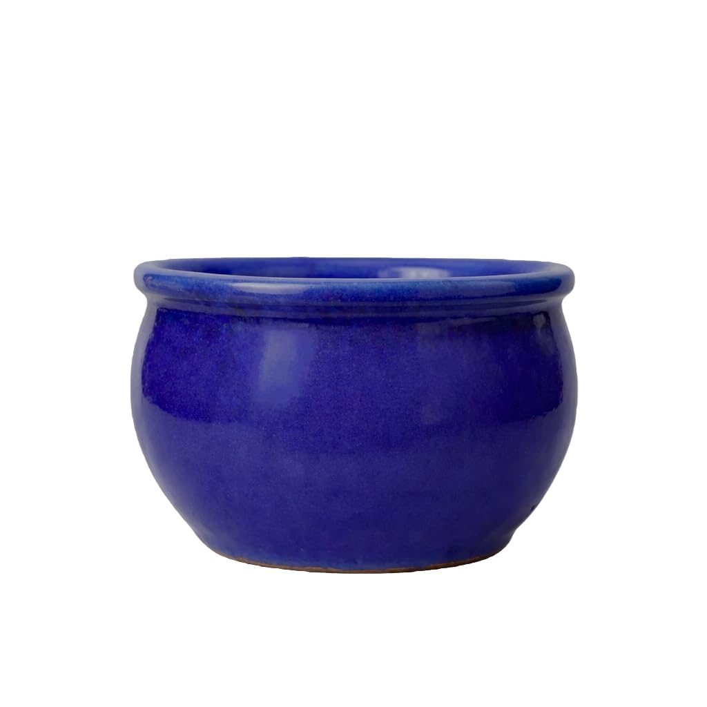 Steinzeug-Blumentopf/Pflanzkübel Bamboo Blau 28x18cm frostfest