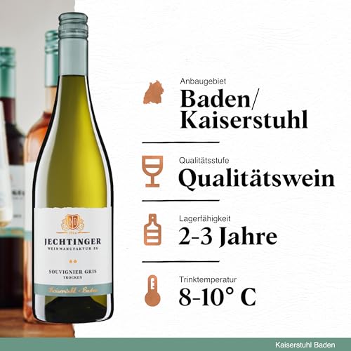 Jechtinger Weißwein Probier-Paket - Grauburgunder, Weißburgunder & Souvignier Gris je 2 Flaschen, frisch & fruchtig, deutsche Weißweine vom Kaiserstuhl (6 x 0,75l)