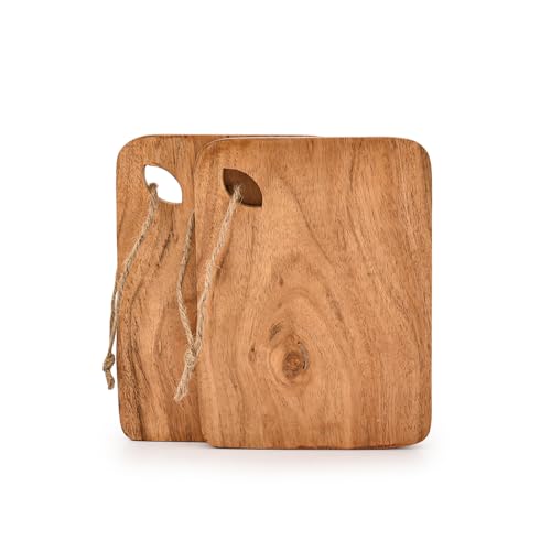 Set de 2 tablas de cortar de madera de acacia miniatura 4
