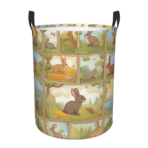 Panier pour couverture et linge à grande capacité motif lapin rigolo - 2