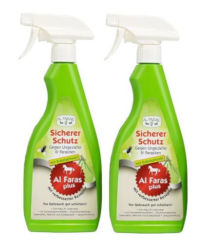 Al Faras Sicherer Schutz Insektenspray – Anwendungsfertige Flüssigkeit gegen kriechende & fliegende Insekten – ohne Aerosole 2x 500ml