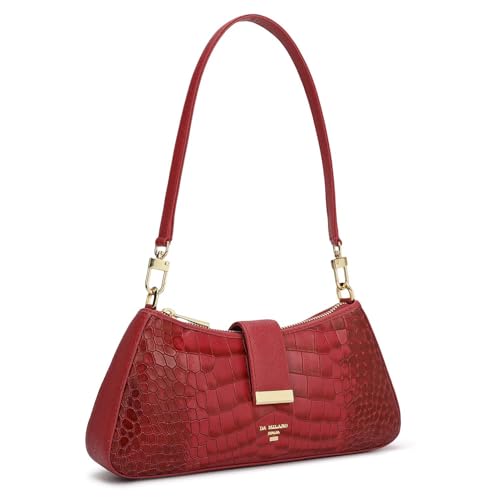 Image of Da Milano Leather Shoulder Bag for Women - Purple (01349OL)