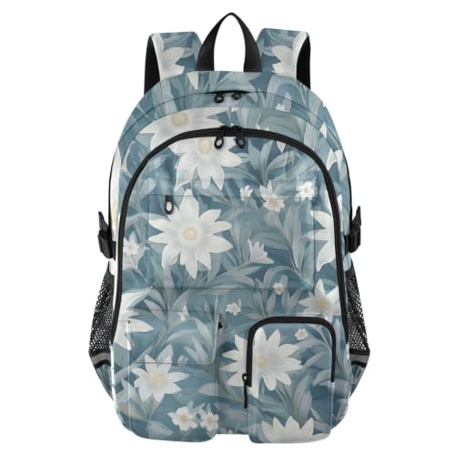 Mochila para laptop de 17.5" con diseño de mapa de aventuras azul y dorado casual