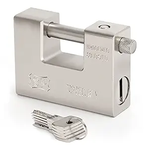 ABOUT SPACE Heavy Duty Padlock with 5 Keys - 1 kg Hardened Steel Security Padlock with Anti Drill & Pick Cylinder Security Shackle Chain Lock for Garage,Door,Containers,Shutter,Locker,Warehouse,Gates
