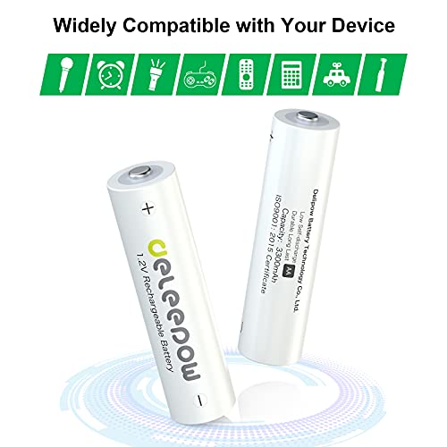 Deleepow Rechargeable Aa Batteries Nimh 3300Mah 1.2V Batteries Double A Rechargeable High Capacity 1200 Cycles Pack Of 8 #TOP3