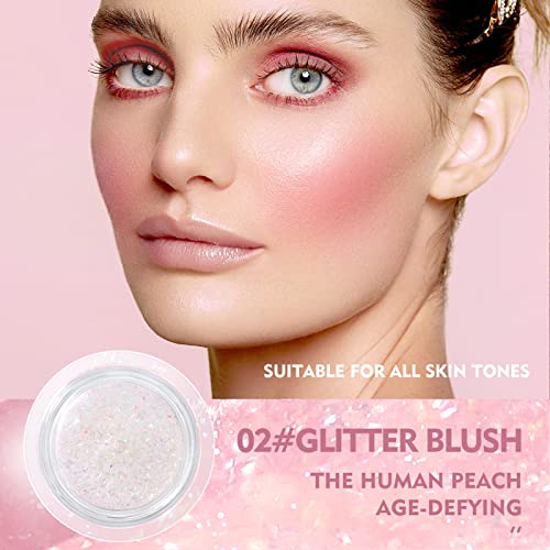 Moisturizing Blush Rouge Magic Color Changing Blusher For Cheek Magic Lip Balm Multi Use Cream Liquid Blush Gel Transparent Lip Gloss Long Lasting Glossy Shiny Blush Makeup (Glitter) #TOP1