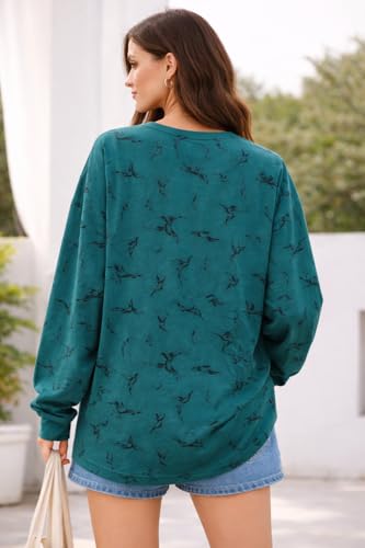 Image of RodZen Oversized | Loose Fit |Full Sleeves Cotton Loopnet Round Neck T-Shirt for Womens /Girls