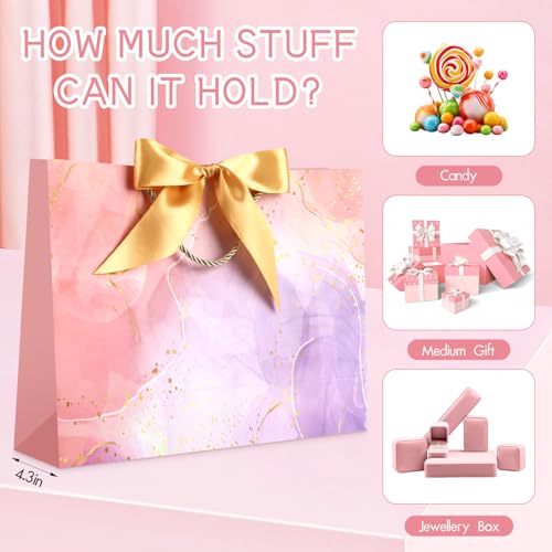 Image of JMANNI Gift Bags, Mothers Day Gift Bags with Ribbon, Portable Paper Gift Bag, Marble Pattern, for Any Occasion, Including Valentines Day Baby Shower Birthday Party Wedding Mothers Day(LP11-DLS07-L