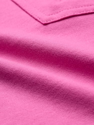 Image of The Souled Store Solids: Rose Pink Girls Collared Neck Long Sleeve Graphic Printed Regular Fit Cotton Dresses Girls Solid Tshirt Midi Dresses Cotton Kids Summer Wear Block Basic Colored Full Length