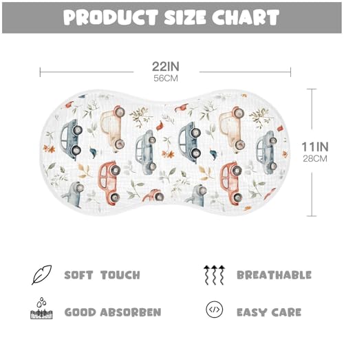 vvfelixl Cars with Birds Burp Cloths for Baby Boy Girls Baby Washcloths Burp Rags 1 Pack2