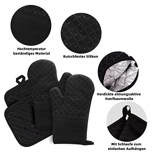 Ofenhandschuhe und Topflappen Set hitzebeständig und rutschfest