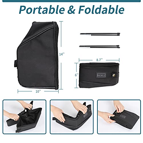 Image of PETSFIT Portable Travel Cat Litter Box - Collapsible, 2-Layer Leak-Proof Washable Liner with Sturdy Support Frame, for Hotel /Car /Camping, Cat Travel Essentials for Kitty /Medium Cats Solid Black