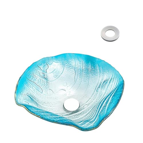 Lavabo artístico de vidrio azul, moderno lavabo templado de 12 L para tocador de baño, cuenco de cerámica decorativo de lujo