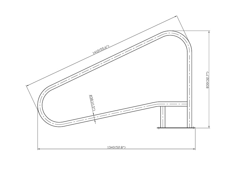Pool Rail Swimming Pool Handrail - Black Grip Cover - 250LBS Load Capacity - 304 Stainless Steel - Silver Rustproof Pool Railing Humanized with Black Grip Cover - Drill Bit & Screws (53x33 Inch)