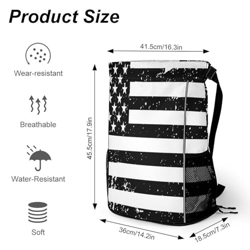 Black American Flag Drawstring Backpack Sports Gym String Bag Sackpack Water Resistant Pockets for Women Men2