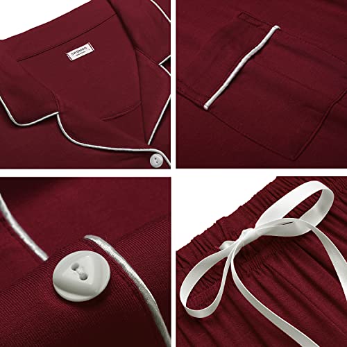Image of SWOMOG Womens Button Down Pajamas Set Short Sleeve Sleepwear Bride Soft Pj Lounge Sets XS-3XL