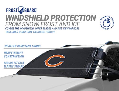 NFL Frost Guard Windshield Cover for Ice and Snow, Chicago Bears | Standard Size Car Windshield Frost Cover with Side Mirror Covers | Fits Most Cars, Sedans, Small Trucks, SUVs – 60 x 40 Inches - Thumbnail 3