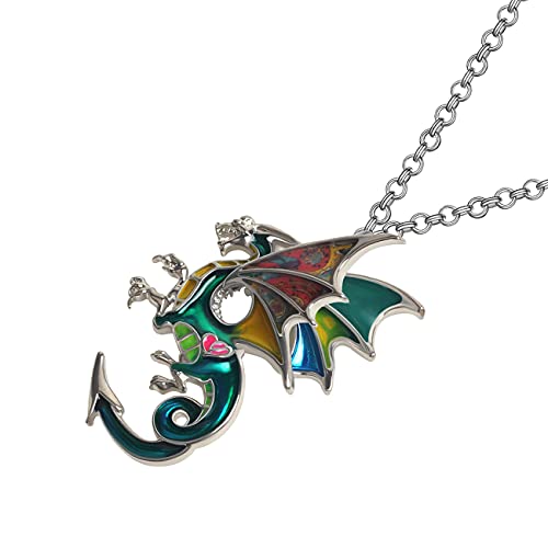 Enamel Alloy Dragon Necklace Fantasy Dinosaur Pendant Fashion Jewelry for Women Charm Gift3