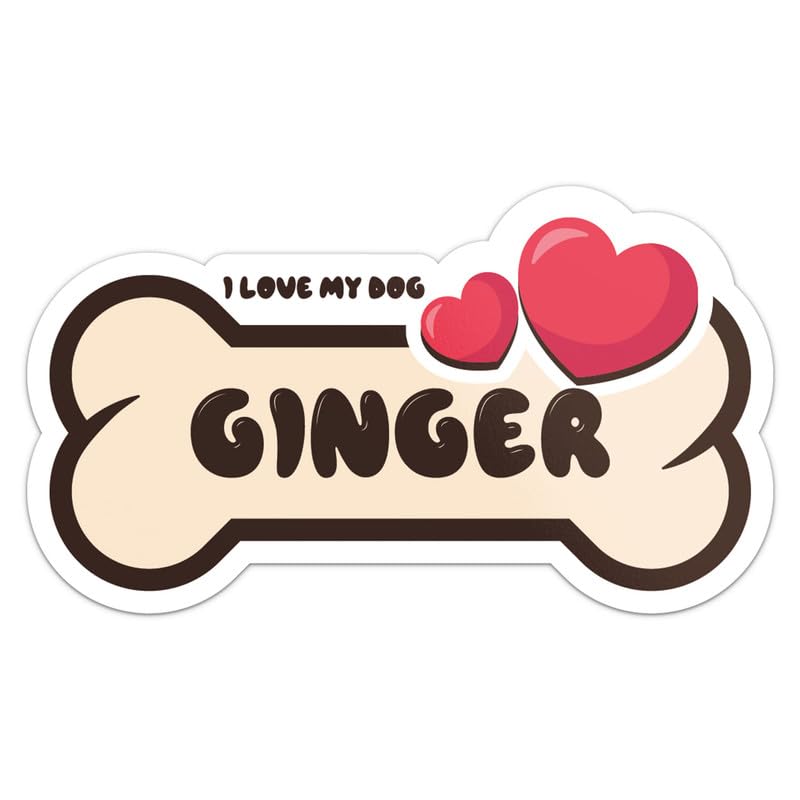 Ginger Dog Name Sticker - Waterproof Vinyl Decal for Car Bumper, Laptop, Water Bottle, Cup, Pet Bowl, Luggage, Wall, and Window, Size - 5'' Longer