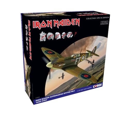 Corgi, Aviation Cc39215 Iron Maiden, Supermarine Spitfire Mkii Aces High Military Aircraft Scale 1:72 Casting Model
