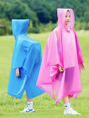 Image of Rain Poncho for Kids(2 Pack) Waterproof Reusable EVA Raincoat One Size Rain Jackets for Children,Boys and Girls